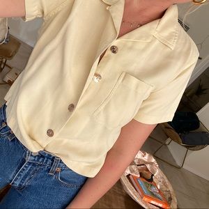 Cute Yellow Silk Top